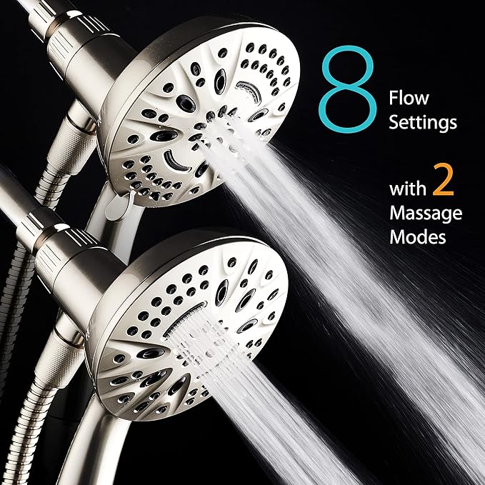 AquaDance New Magnetic Guidance Docking System - High-Pressure 8-setting Handheld Shower Head with Giant 5 inch Face, Magnetic Bracket, Extra-long 72 inch Stainless Steel Hose/All Nickel Finish