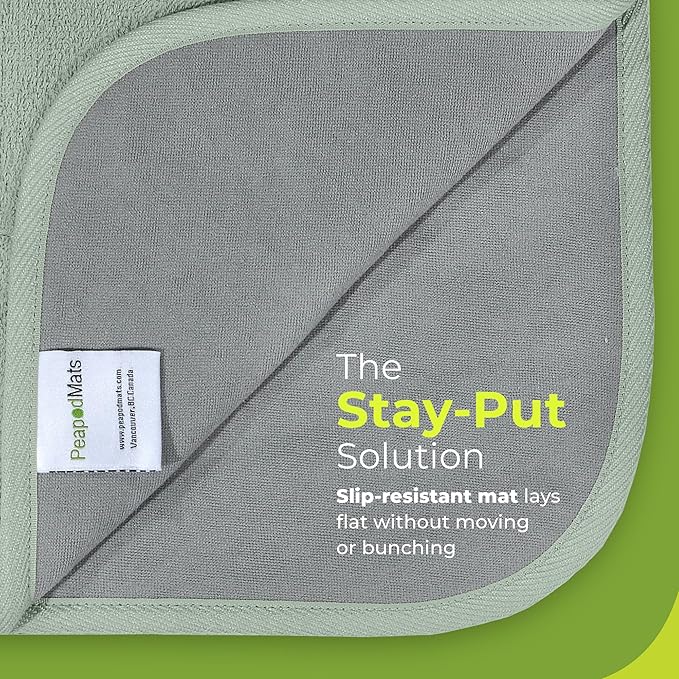 PeapodMats Bedwetting & Incontinence Waterproof Bed Mat - Reusable Underpad. Secure Placement & Breathable. Washable. Enviro Friendly 3x5 (Sage) Mattress Protector & Pee Pad for Kids & Adults