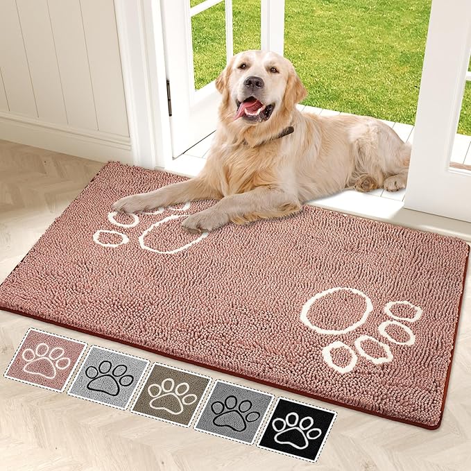 Bcoimo Super Absorbent Dog Door Mat, 48"*30" Anti Slip Mat for Muddy Paws, Pet Rugs for Dirty Paws Washable that Absorbs Moisture and Dirt, for Dog Cage and Pet Resting Carpet