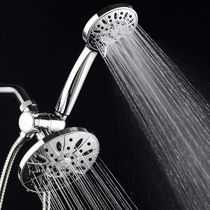 AquaDance 6" Premium High Pressure 3-way Rainfall Shower Combo Combines the Best of Both Worlds - Enjoy Luxurious Rain Showerhead and 6-setting Hand Held Shower Separately or Together!
