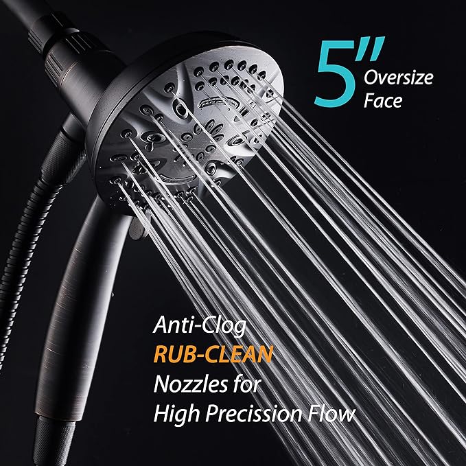 AquaDance New Magnetic Guidance Docking System - High-Pressure 8-setting Handheld Shower Head with Giant 5 inch Face, Magnetic Bracket, Extra-long 72 inch Stainless Steel Hose/ORB Finish