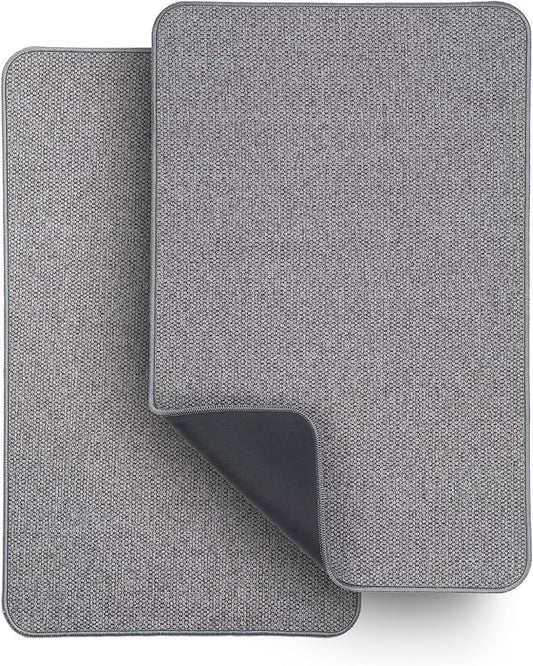 Bosap Bath Mat,Ultra Thin Bathroom Rugs,Rubber Bath Mats for Bathroom,No Slip Bath Rugs,Quick Dry,Machine Washable,Low Pile,Absorbent,Shower Outside,Sink,Home Decor Accessories.Grey,1'5"x2'3"(2 Pack)