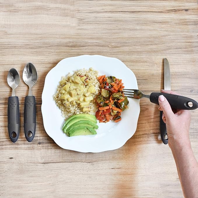 Celley Adaptive Utensils for Elderly and Handicapped, Non-Weighted, 4 Pcs Set