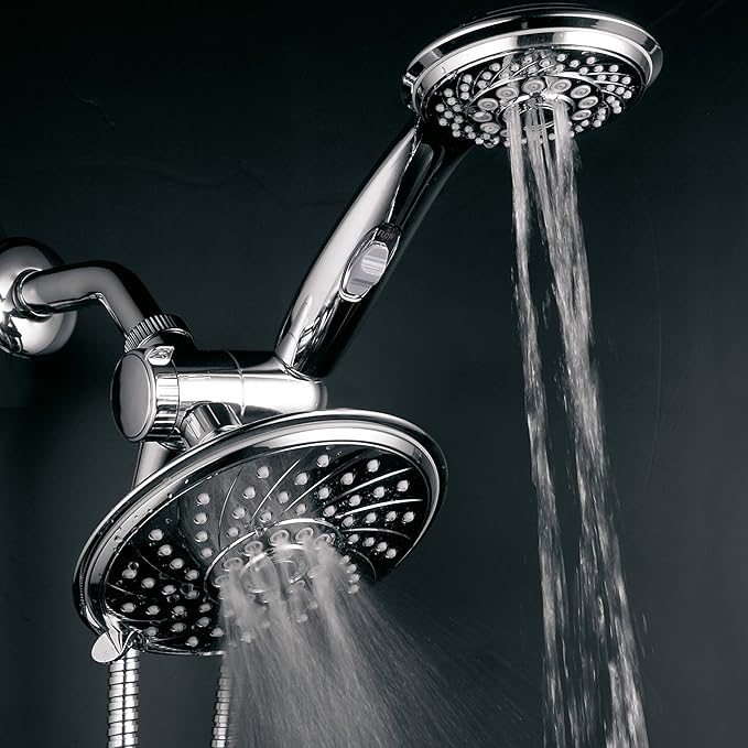 HotelSpa - Shower Heads with Handheld Spray - High Pressure Shower Head - 6 Inch Showerhead, 4 Inch Handheld Shower Head - 2-in-1, 30-Setting Shower Heads, 5-to-7 Foot Shower Hose, Showerspa (Chrome)