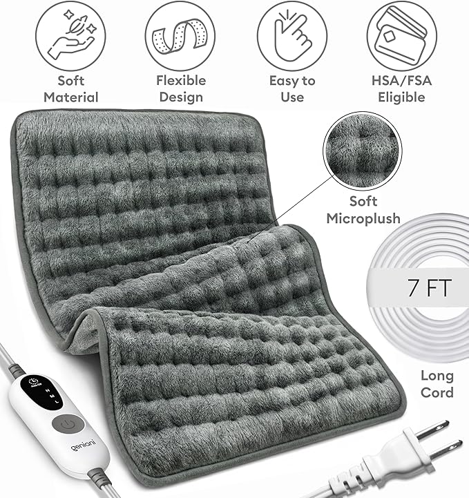 GENIANI Mothers Day Gifts for Mom – Electric Heating Pad for Back, Neck & Shoulders, Soft Microplush Electric Throw Heating Pad for Relaxation & Period Comfort, Fast Heating, Auto Shut Off, 12"x24"