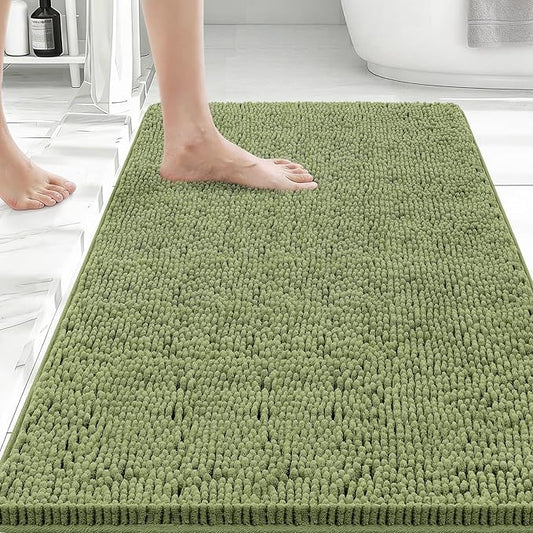 Bcoimo 36x24 Chenille Bath Mat – Non-Slip with Backing Bath Rug Ultra-Absorbent and Machine Washable Bathroom Mat Quick-Dry Design. Ideal for Bathroom Shower and Tub Areas
