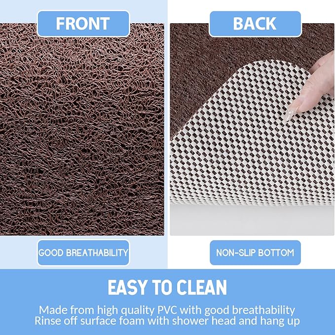 Hargiis Non-Slip Bathtub Mat, 2 Pack Anti Slip Shower Mat, Fast Drying Bathtub Mats, Foot Scrubber Mat, Anti Slip Mat for Tub, Floor, Bathroom, Kitchen, Home, Hotel (Brown 24"×16"+24"×16")