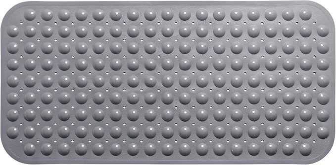 Large Non-Slip Bathtub & Shower Mat 31”x16” (Smooth/Non-Textured Tubs Only) Safe, Clean, Machine-Washable, Superior Grip&Drainage, Vinyl, Opaque Gray (Grey)