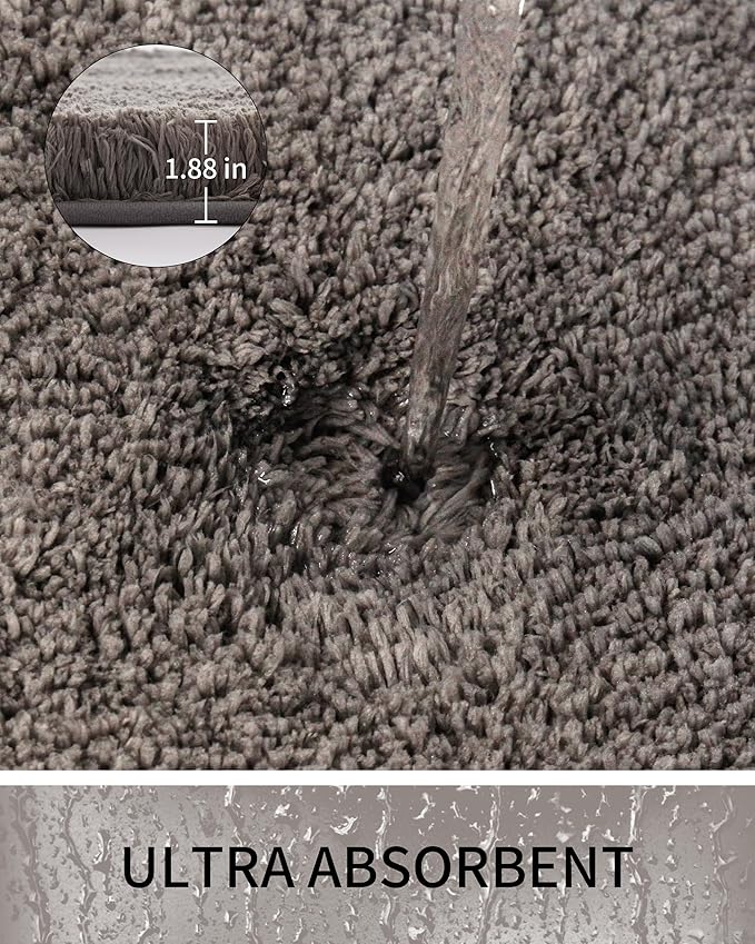 Toilet Rugs U-Shaped Mat 24x22, Contour Bathroom Mat - Ultra Soft & Absorbent Microfiber, Quick-Dry, Machine Washable with High Density Foam Latex Non Slip Backing, Dark Grey