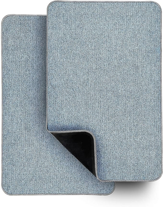 Bosap Bath Mat,Ultra Thin Bathroom Rugs,Rubber Bath Mats for Bathroom,No Slip Bath Rugs,Quick Dry,Machine Washable,Low Pile,Absorbent,Shower Outside,Sink,Home Decor Accessories.Blue,1'5"x2'3"(2 Pack)