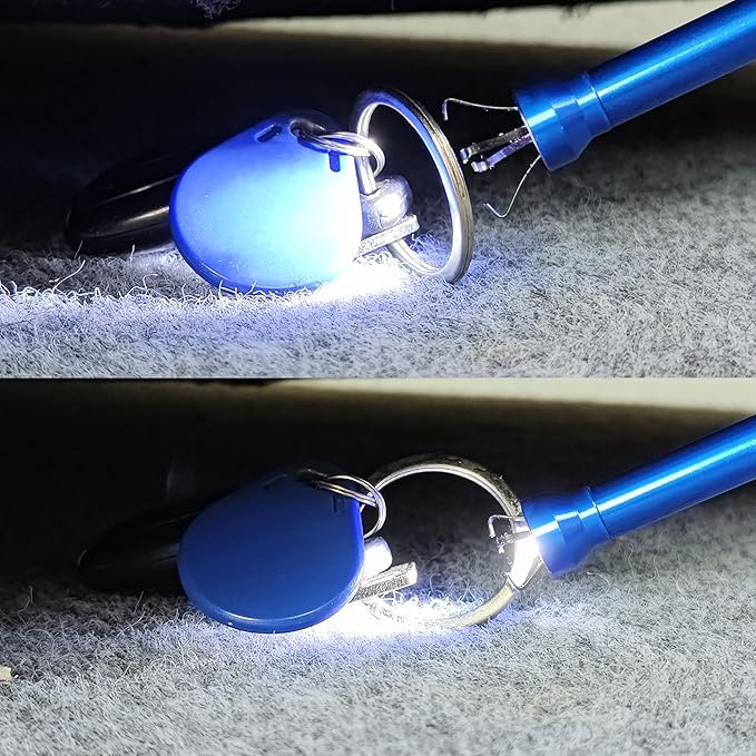 Claw Grabber reacher tool trash picker flexible pickup tool for Garbage Litter Pick Home Sink Drain and Metal small items and head with LED Lights、magnet，Length 24.4 inches,long reacher tool