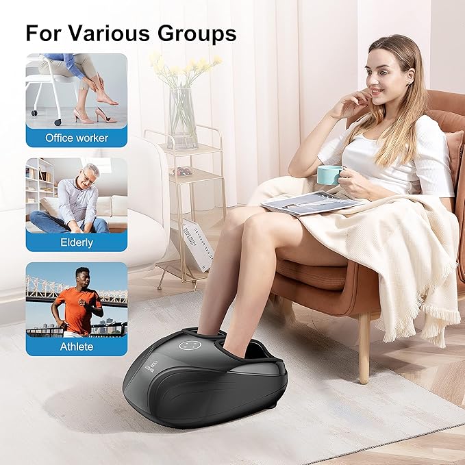 COMFIER Shiatsu Feet Massager Machine,Birthday Gifts for Men&Women,Foot Massager with Heat,Kneading Rolling Compression for Plantar Fasciitis,Neuropathy Fits up to Men Size 12, for Home Office Use