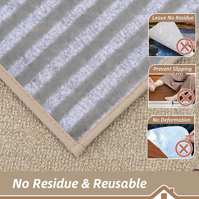 BEQHAUSE Stair Landing Rug Non-Slip 30"x30", Square Stair Landing Mats for Stairs Washable, Carpet Stair Treads Matching Mats for Wooden Steps Indoor Landing Rugs Surface Polyester TPE Backing, Beige