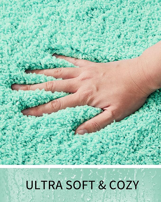 Bathroom Rugs Non Slip Washable 70x24, Ultra Thick Soft Microfiber Absorbent Bath Mats, High Density Foam Latex Non Slip Backing Bath Rugs, Fluffy Floor Carpet for Tub&Shower, SpaBlue