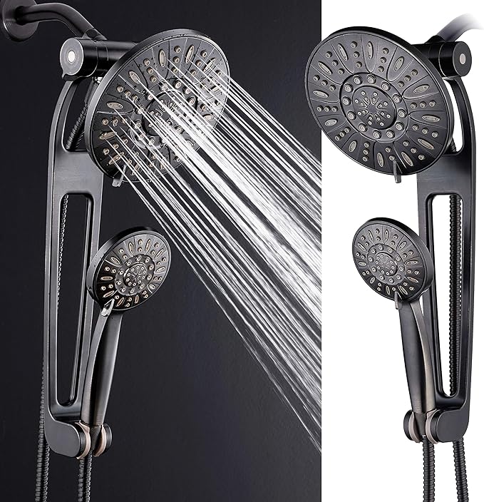 AquaDance High-Pressure 48-mode 3-way Shower Spa Combo with Adjustable 18" Extension Arm for Easy Reach & Mobility! Enjoy Luxury 7" Rain & Handheld Showerhead Separately or Together! Oil-Rubbed Bronze