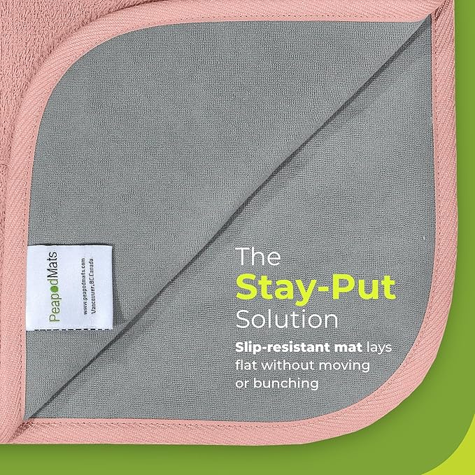 PeapodMats Bedwetting & Incontinence Waterproof Bed Mat - Reusable Underpad. Secure Placement & Breathable. Washable. Enviro Friendly 3x3 (Peach/Pink) Mattress Protector & Pee Pad for Kids & Adults