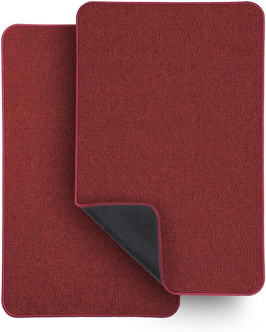 Bosap Bath Mat,Ultra Thin Bathroom Rugs,Rubber Bath Mats for Bathroom,No Slip Bath Rugs,Quick Dry,Machine Washable,Low Pile,Absorbent,Shower Outside,Sink,Home Decor Accessories.Red,1'5"x2'3"(2 Pack)