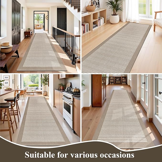 Ileading Runner Rug for Hallways 3'x14' Heavy-Duty Durable Entryway Floor Mat with Non Slip Rubber Backing Low-Pile High Traffic Carpet Machine Washable Accent Rugs for Kitchen, Living Room