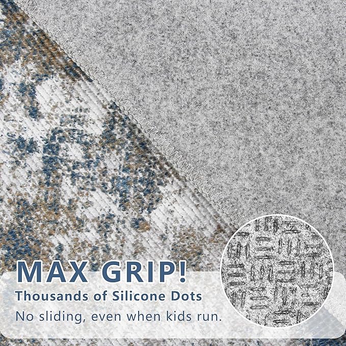 Non Slip Floor Runners for Dogs 2.6x12 Washable Runner Rug Abstract, Joint Support for Senior Dogs, Woven, Extra Grip Traction Runners for Hallway, Entryway, Walkway, Multi