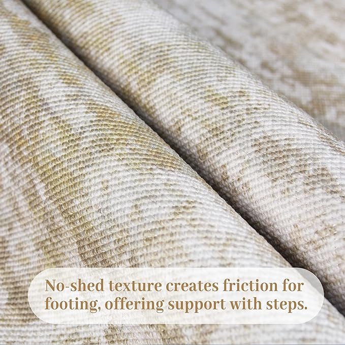 Non Slip Floor Runners for Dogs 2.6x8 Washable Runner Rug Abstract, Joint Support for Senior Dogs, Woven, Extra Grip Traction Runners for Hallway,Kitchen, Entryway, Beige/Yellow
