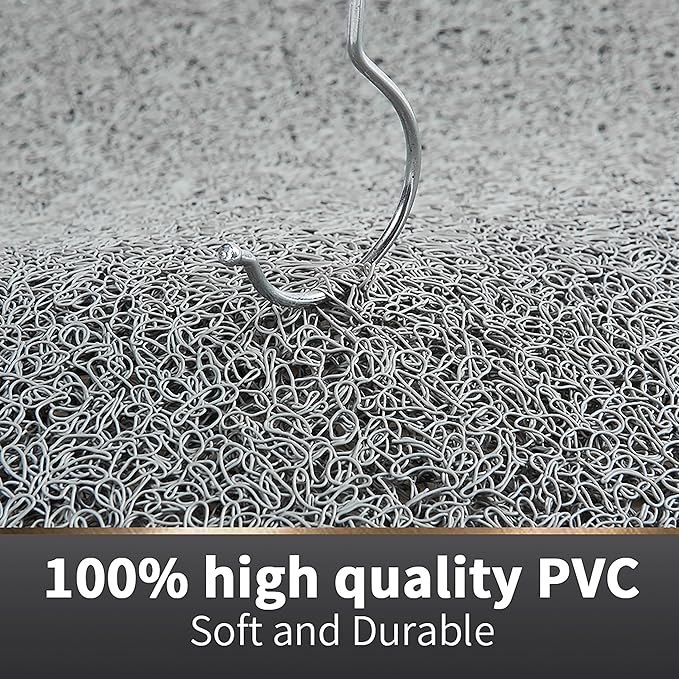 Asvin Soft Textured Bath, Shower, Tub Mat, 24x16 Inch Rectangular, Phthalate Free, Non Slip Comfort Bathtub Mats with Drain, PVC Loofah Bathroom Mat for Wet Areas, Quick Drying, Grey