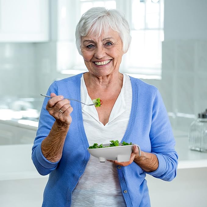 Adaptive Feeding Bowl for Elderly and Disabled Adults – Non Spill Scoop Bowl for One-Handed Eating, Arthritis, Parkinson’s and Stroke Recovery Eating Aid by Senior ICare