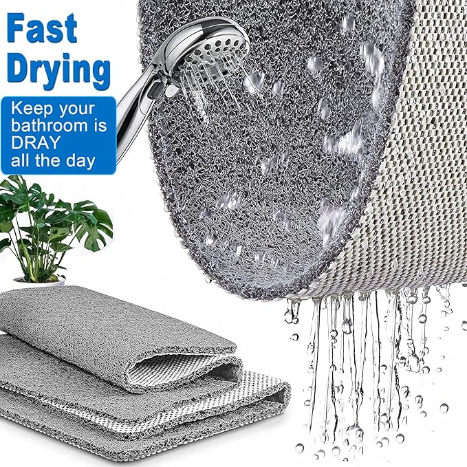 Shower Mats Non Slip for Elderly, 24x32’’Lager Loofah Bath Mats for Shower, Non-Slip Bath Mat for Elderly-Grey