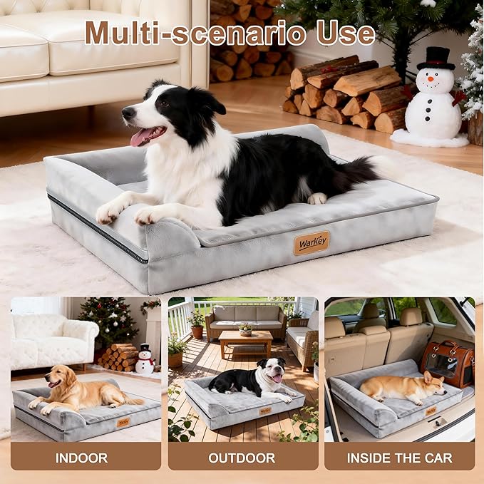 Dog Bed Medium Size Dog, Orthopedic Dog Bed for Medium Dogs, Waterproof Memory Foam Pet Bed, Dog Couch Sofa with Washable Removable Cover, Grey - 27.95x23.2x6.3in