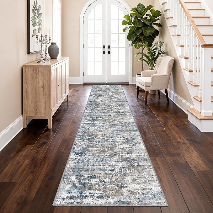 Non Slip Floor Runners for Dogs 2.6x14 Washable Runner Rug Abstract, Joint Support for Senior Dogs, Woven, Extra Grip Traction Runners for Hallway, Entryway, Walkway, Multi