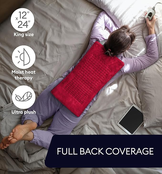 GENIANI Electric Heating Pad for Back Pain & Cramps Relief, Electric Throw, Auto Shut Off, Machine Washable, Moist Heat Pad for Neck & Shoulder, 12x24 Viva Magenta
