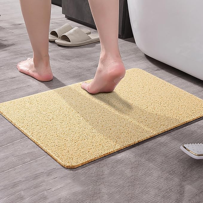 Asvin Soft Textured Bath, Shower, Tub Mat, 24x16 Inch, Phthalate Free, Non Slip Comfort Bathtub Mats with Drain, PVC Loofah Bathroom Mats for Wet Areas, Quick Drying