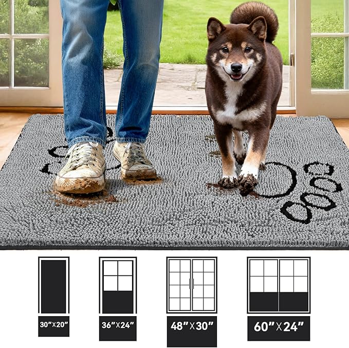 Bcoimo Super Absorbent Dog Door Mat, 48"*30" Anti Slip Mat for Muddy Paws, Pet Rugs for Dirty Paws Washable that Absorbs Moisture and Dirt, for Dog Cage and Pet Resting Carpet
