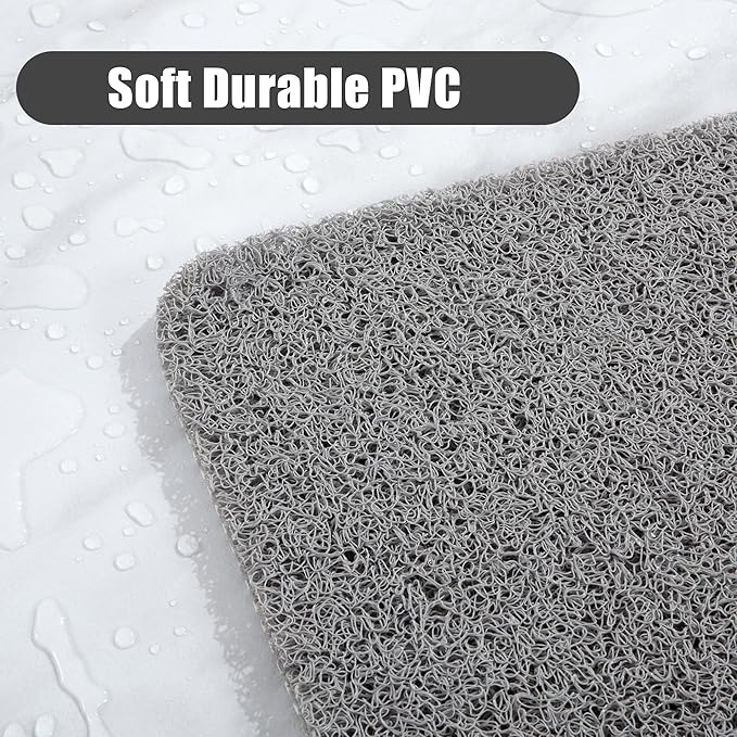 HOMBYS 58 x 32 Extra Large Shower Mat for Shower Stall Tub, Non Slip Bath Mat Bathroom Accessories, PVC Loofah Mats for Shower and Bathroom, Quick Drying, (Grey, 58"x32")