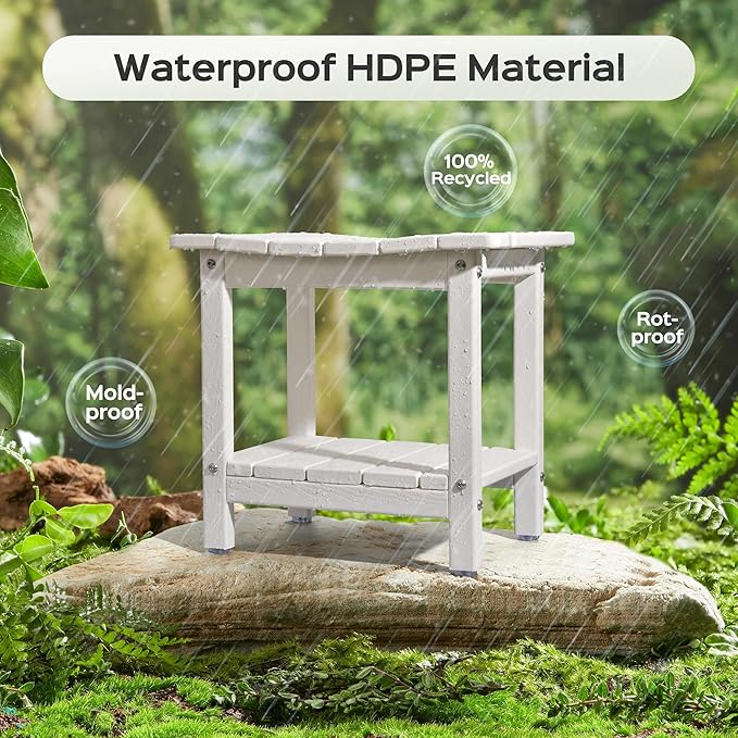 LyriFine Shower Chair for Inside Shower, 18.5 Inch HDPE Waterproof Shower Stool, Shower Chair with Shower Head Holder, 350LBS Sturdy Shower Bench for Elderly Seniors Shaving Legs, White