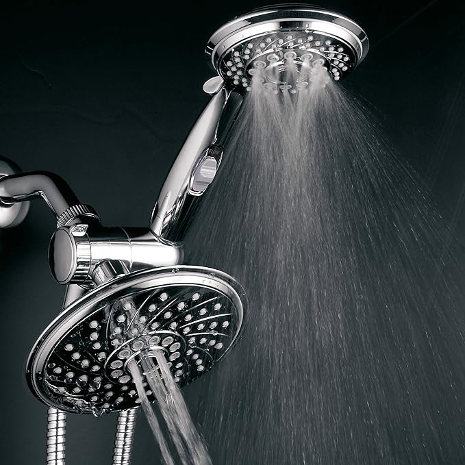 HotelSpa - Shower Heads with Handheld Spray - High Pressure Shower Head - 6 Inch Showerhead, 4 Inch Handheld Shower Head - 2-in-1, 30-Setting Shower Heads, 5-to-7 Foot Shower Hose, Showerspa (Chrome)