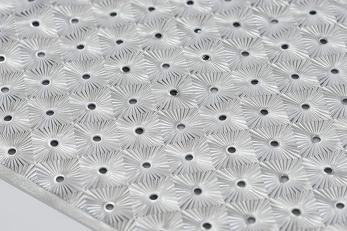 Bathtub Mat Non Slip with Suction Cups 15"x27" - Anti-Slip Shower Mat for Kids, Toddlers, and Seniors - Machine Washable Bath Tub Mat with Multiple Drainage Holes (Silver)
