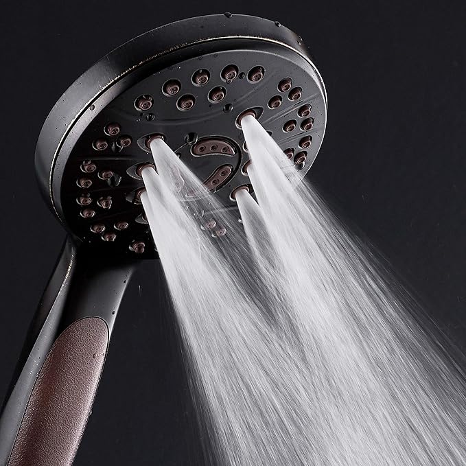for California - High Pressure 6-setting Luxury Handheld Shower Head, 6 Ft Stainless Steel Hose, Anti Clog Jets, Anti Slip Grip, Top US Brand, Extra Wall Bracket - Brushed Nickel Finish