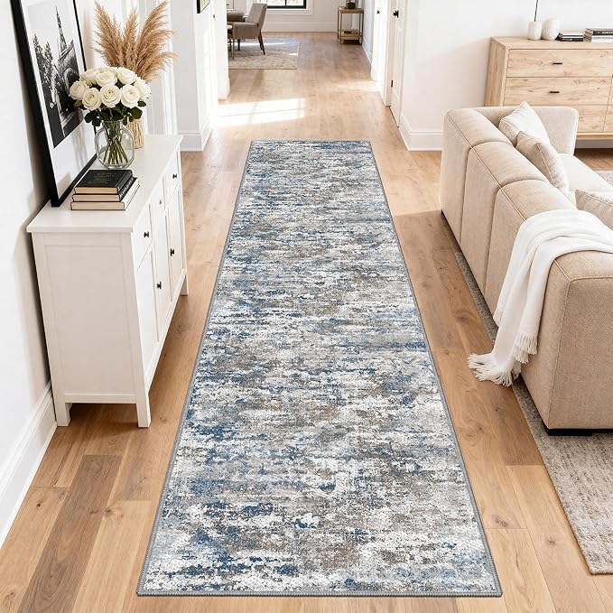 Runners for Hallways Ultra Non-Slip 3x10 Long Runner Rugs Washable Abstract Tear and Stain Resistance No Pile Lightweight Modern Rug Runners for Entryway, Kitchen, Walkway, Entrance, Multi
