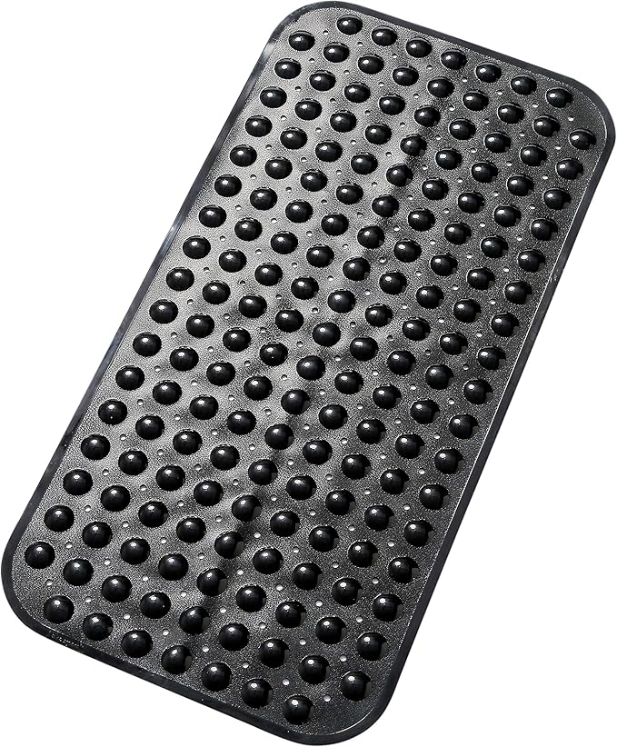 Large Non-Slip Bathtub & Shower Mat 31 inch x16 inch (Smooth/Non-Textured Tubs Only) Safe, Clean, Machine-Washable, Superior Grip&Drainage, Vinyl, Opaque Black, Medium