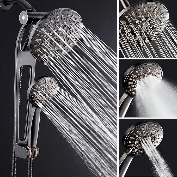 AquaDance High-Pressure 48-mode 3-way Shower Spa Combo with Adjustable 18" Extension Arm for Easy Reach & Mobility! Enjoy Luxury 7" Rain & Handheld Showerhead Separately or Together! Oil-Rubbed Bronze