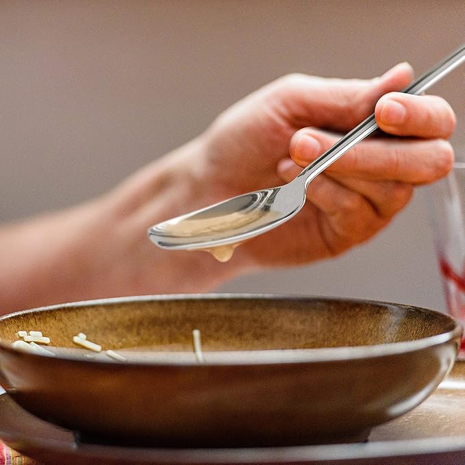 Silverware Adaptive Spoons for Parkinson's - Utensils for Elderly, Disabled, Adults, Parkinson's Patients, Handicapped, Non-Weighted Flat Edge Spoon by Senior ICare